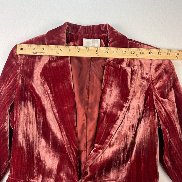 VINTAGE Alberto Makali Y2K Women Silk Velvet Jacket Burgundy Romantic Whimsigoth - Picture 10 of 15